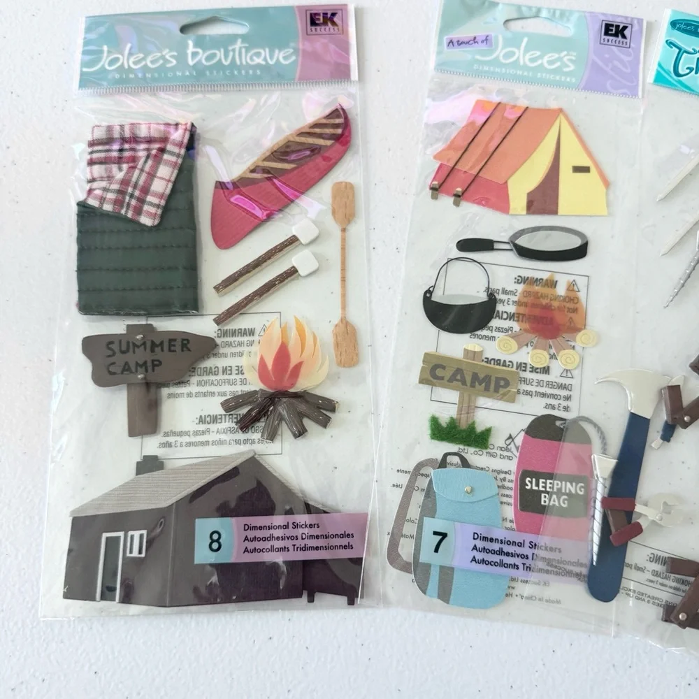 Lot of NIP Jolees Scrapbook Camping + Handyman Themed Stickers